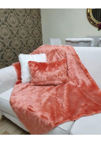 Peluş Koltuk Şalı - Turuncu