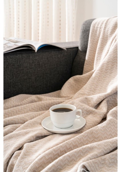 Crystallinen Pamuklu Lüks Koltuk Örtüsü Bej Renk Çavuş Desen 175X225 | Çok Amaçlı Örtü fiyatları