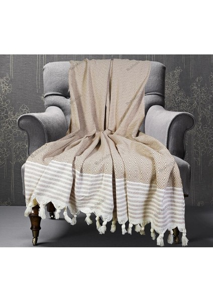 Buldan Işi Kolları Örten Tekli Koltuk Berjer Örtüsü 180X150 Büyük Boy %100 Pamuk Dokuma - Vizon fiyatları