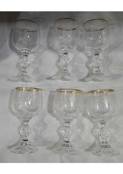 Claudia Bohemia Crystal 6'lı Kahve Yanı Su Bardak Kadeh Set 150 ml Sofra Mutfak Ev Lombardino