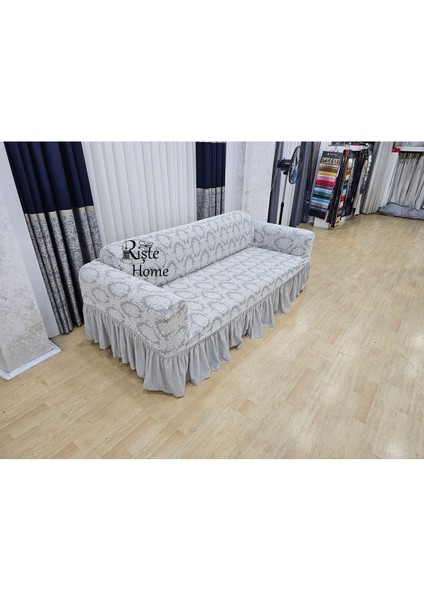 Kaliteli Standart Likrali Lastikli Yarı Kaplama 1 Adet 3 Kişilik Jakarli Koltuk,çekyat Örtüsü