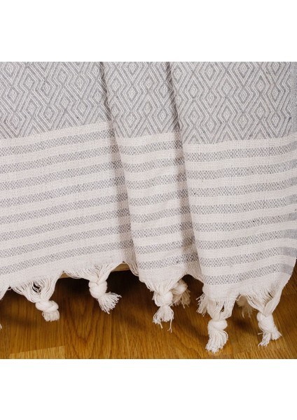 Natural Buldan Işi Kolları Örten Kanepe Çekyat Koltuk Örtüsü 180X300 Büyük Boy Pamuk Dokuma-Açıkgri fırsatları