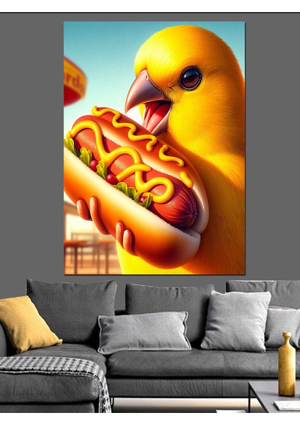 Hotdog Yeğen Kanarya Dekoratif Kanvas - Mdf Ahşap Tablo fırsatları