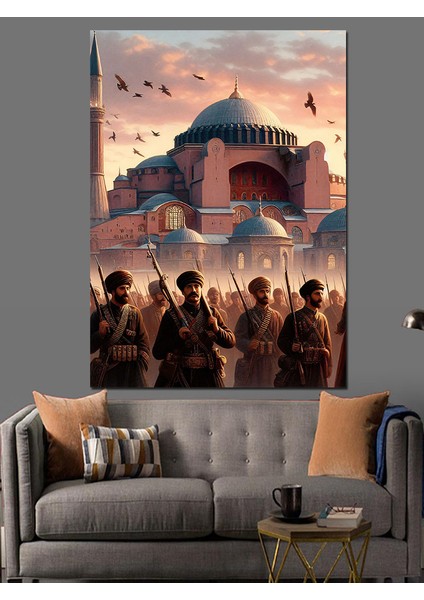 Ayasofya Camii ve Ordu Dekoratif Kanvas - Mdf Ahşap Tablo