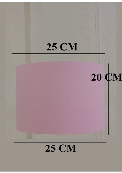 Silindir Pembe Kumaş Kaplama Yatak Odası Genç ve Çocuk Odası Abajur Başlığı
