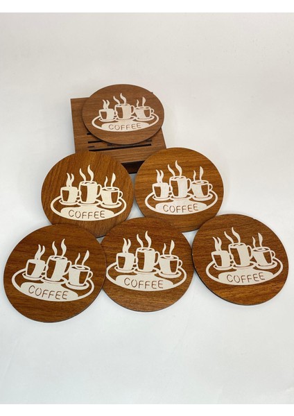 Desenlı Bardak Altlığı 6'lı Set