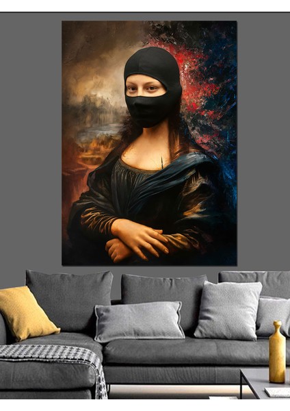 Kar Maskeli Mona Lisa Dekoratif Kanvas - Mdf Ahşap Tablo