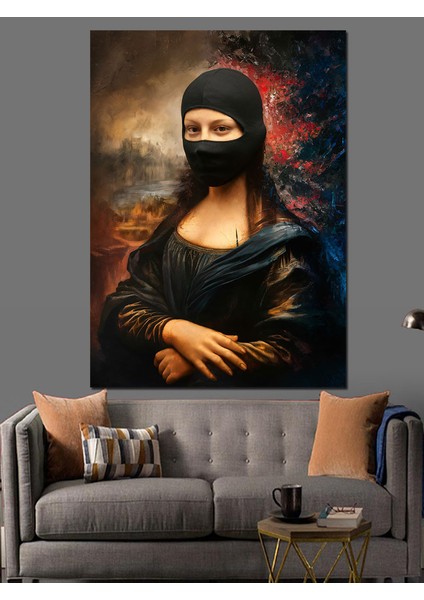 Kar Maskeli Mona Lisa Dekoratif Kanvas - Mdf Ahşap Tablo fiyatları