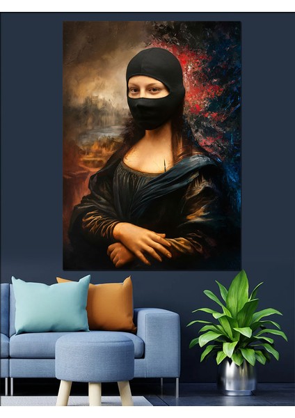 Kar Maskeli Mona Lisa Dekoratif Kanvas - Mdf Ahşap Tablo modelleri