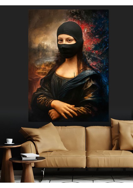 Kar Maskeli Mona Lisa Dekoratif Kanvas - Mdf Ahşap Tablo fırsatları