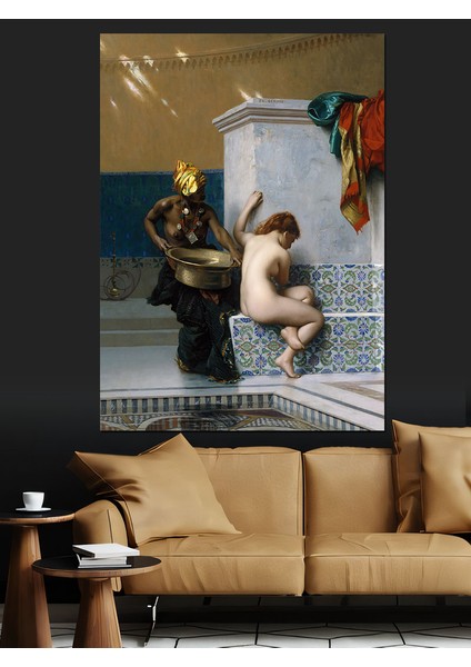 Jean Leon Gerome Mağribi Banyosu Dekoratif Kanvas - Mdf Ahşap Tablo