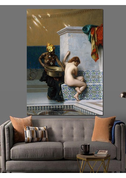 Jean Leon Gerome Mağribi Banyosu Dekoratif Kanvas - Mdf Ahşap Tablo fırsatları