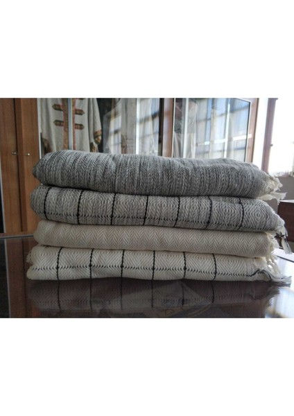 Kareli Krem Siyah Pike, Koltuk ve Yatak Örtüsü, Dekoratif Örtü, Buldan Örtüsü Çok Amaçlı 200X240CM