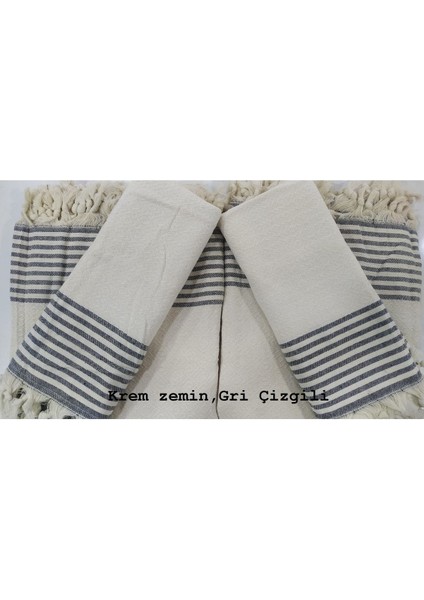 Battal Boy Kolları Örten Pamuklu Krem Zemin Gri Çizgili Koltuk Örtüsü Takımı 3 3 1 1 fiyatları