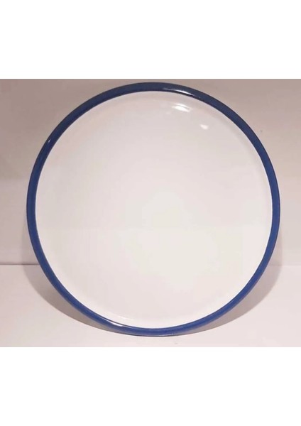 Emaye Pizza Tabak 30 cm Lacivert Mutfak Pişirme Ürün Beyaz Lacivert Kenar Batlı Çelik Sac 1 Adet