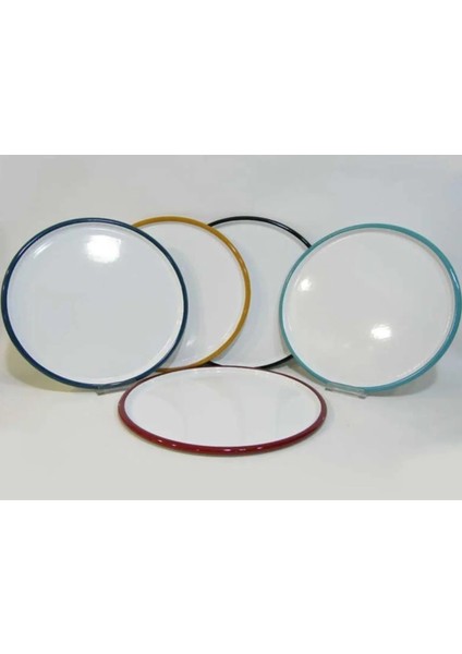 Emaye Pizza Tabak 30 cm Lacivert Mutfak Pişirme Ürün Beyaz Lacivert Kenar Batlı Çelik Sac 1 Adet modelleri