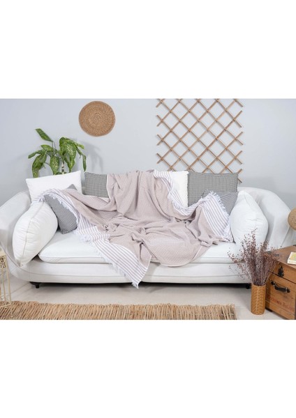 Natural Pamuklu Koltuk Örtüsü 170 x 210 Koltuk Şalı