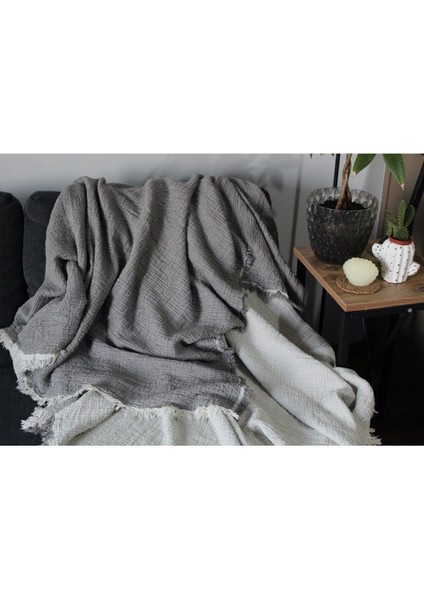 4 Katlı 4 Kenarı Saçaklı Muslin Koltuk Örtüsü / Tv Battaniyesi / Battaniye 230 x 250 fırsatları