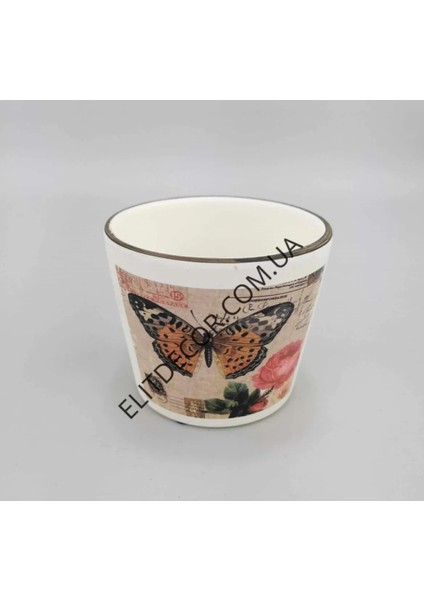 Kelebek Tasarımlı Renkli Dekoratif Saksı Seramik Çiçeklik Eğlenceli Yükseklik 8cm Çap 10CM 1 Adet fiyatları