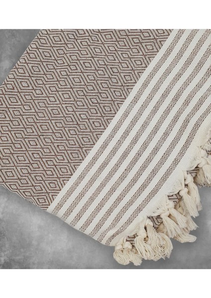 Natural Buldan Işi Kolları Örten Kanepe Çekyat Koltuk Örtüsü 180X300 Büyük Boy Pamuk Dokuma -Kahve fiyatları