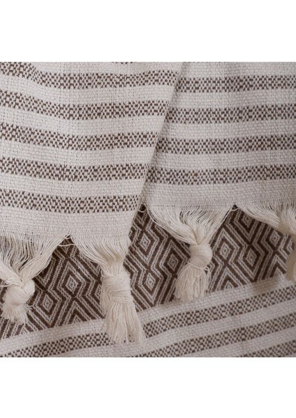 Natural Buldan Işi Kolları Örten Kanepe Çekyat Koltuk Örtüsü 180X300 Büyük Boy Pamuk Dokuma -Kahve indirimleri