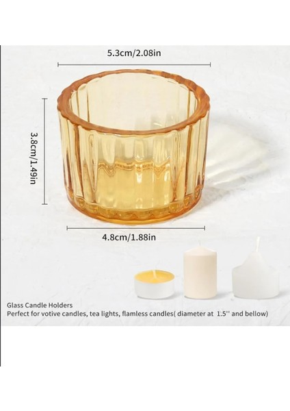 6'lı Sarı Mini Kase Lokumluk Reçellik Tealightlık Mumluk Cam 5,5x3,5 cm Hediyelik Sevimli Şık