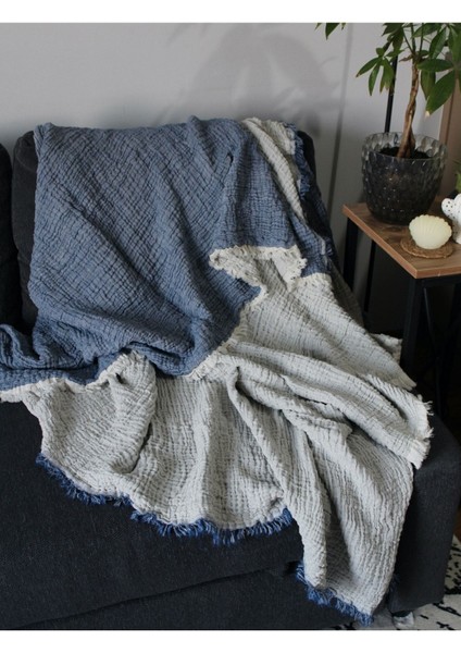 4 Katlı 4 Kenarı Saçaklı Muslin Koltuk Örtüsü / Tv Battaniyesi / Battaniye 230 x 250 modelleri