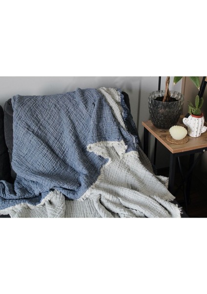 4 Katlı 4 Kenarı Saçaklı Muslin Koltuk Örtüsü / Tv Battaniyesi / Battaniye 230 x 250 fırsatları