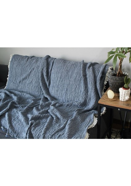 4 Katlı 4 Kenarı Saçaklı Muslin Koltuk Örtüsü / Tv Battaniyesi / Battaniye 230 x 250 indirimleri