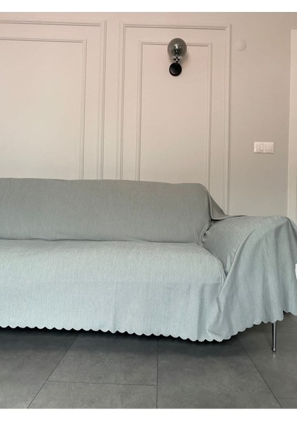 Yıkanılabilir Gri Renk Kollarını Kapatan Battal Boy Koltük Örtüsü Şalı