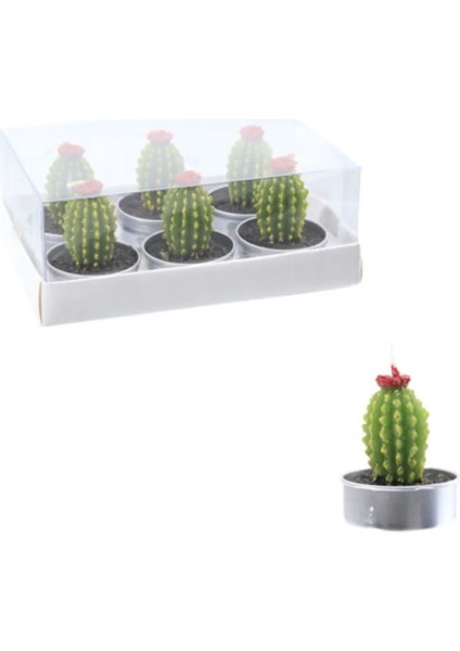 Sarı Mini 5,5x3,5 cm Kase Lokumluk Reçellik Tealightlık Mumluk Cam Kaktüs Tealight Mum 1 Adet
