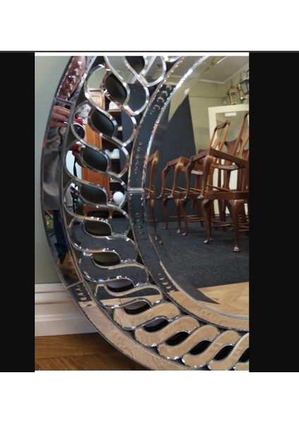 Büyük Yuvarlak Kendinden Desenli Şık Modern Sade Zarif Dekoratif Ayna 90 cm Çap, 4 cm Derinlik 1 Adet fırsatları