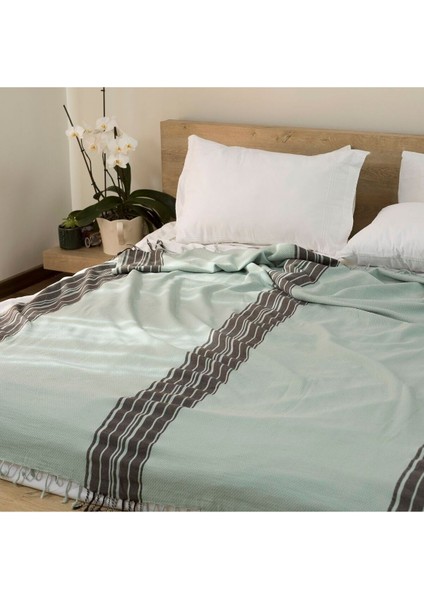 Mykonos Koltuk Örtüsü Pike Pamuklu El Tezgah Dokuması Mint 190X210CM