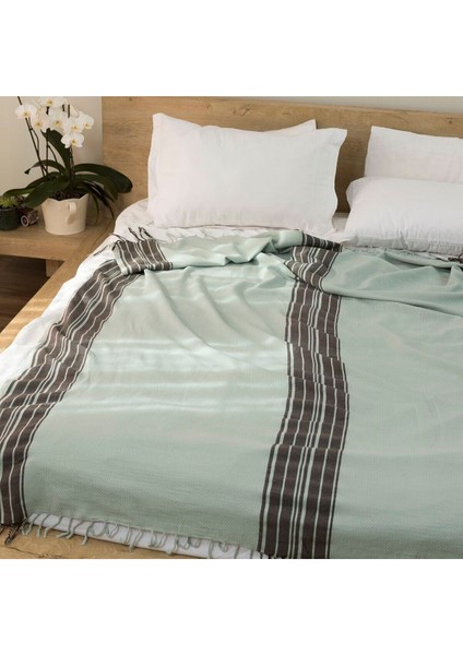 Mykonos Koltuk Örtüsü Pike Pamuklu El Tezgah Dokuması Mint 190X210CM