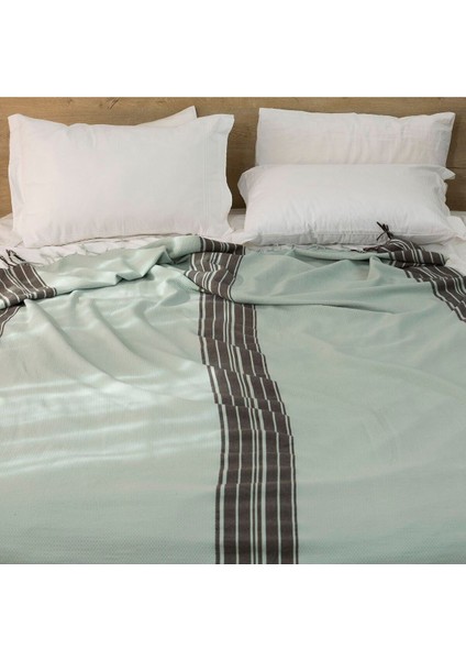 Mykonos Koltuk Örtüsü Pike Pamuklu El Tezgah Dokuması Mint 190X210CM