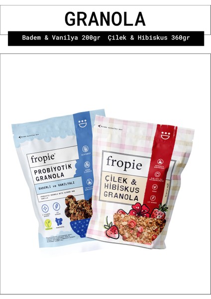 Badem Vanilya ve Çilek Hibiskus granola Paketi x2