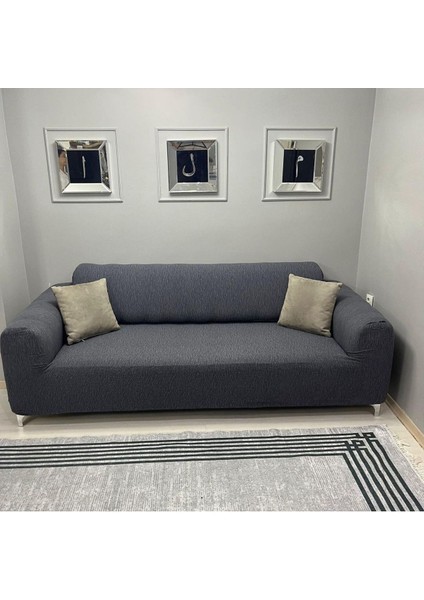 Streç Lastikli Jakarlı 3 Kişilik Koltuk Örtüsü| Kanepe Kılıfı| Çekyat Örtüsü| Koltuk Kılıfı