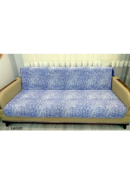 Pamuklu Kaymaz Ebruli Koltuk-Çekyat Örtüsü 170X220 - Lacivert