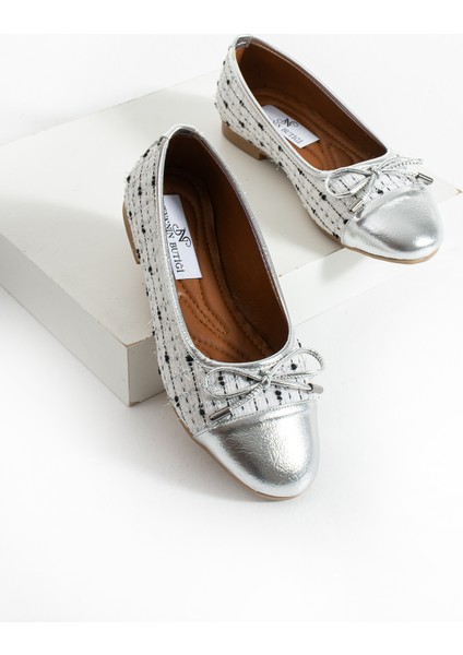 Mahle Tüvit Kumaş Yuvarlak Burun Fiyonk Detaylı Günlük Babet Ev Babeti