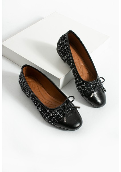 Mahle Tüvit Kumaş Yuvarlak Burun Fiyonk Detaylı Günlük Babet Ev Babeti