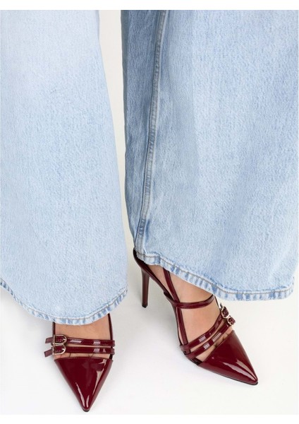 Kadın Jasmin Bordo Rugan Kemer Tokalı Stiletto fiyatları