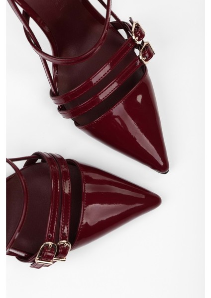 Kadın Jasmin Bordo Rugan Kemer Tokalı Stiletto indirimleri