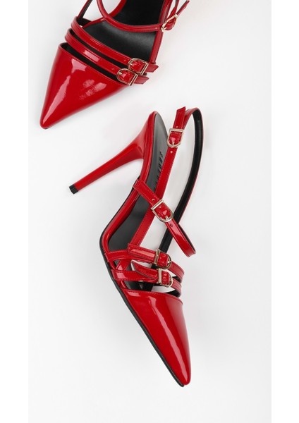 Kadın Jasmin Kırmızı Rugan Kemer Tokalı Stiletto fiyatları