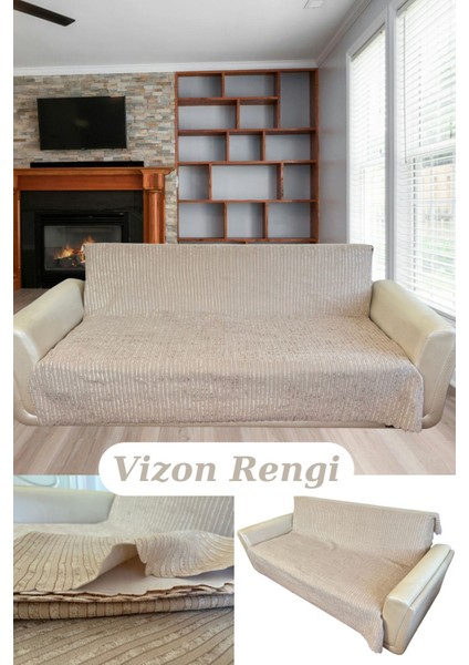 Süngerli Koltuk Örtüsü, Kaymaz Taban, Çizgili Desen. 175 x 210 (1 Adet)