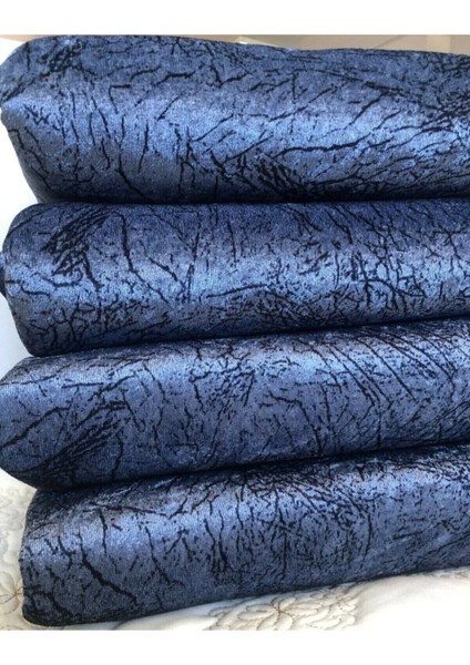 Lacivert Süngerli Koltuk Çekyat Örtüsü Damar Desenli Parlak Lacivert