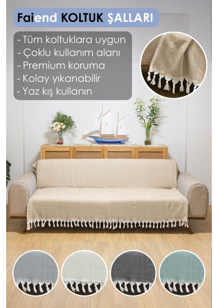 Koltuk Örtüsü 180 x 200 cm Kanepe Çekyat Divan Berjer Örtüsü Pamuklu Yikanabilir Sade Şal