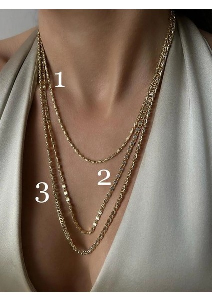 Vip Seri 14 K Altın Rengi Çelik Kolye 45 cm 1 Numara