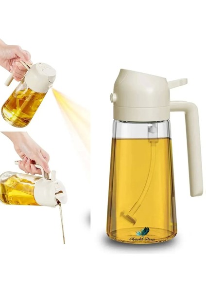 3 Adet Çift Fonksiyonlu Yağdanlık 450ML Zeytinyağı Sıvıyağ Cam Şişe Sprey Airfryer Yağlık Sirkelik