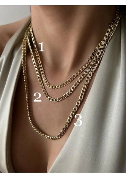 Vip Seri 14 K Altın Rengi Çelik Kolye 55 cm 3 Numara