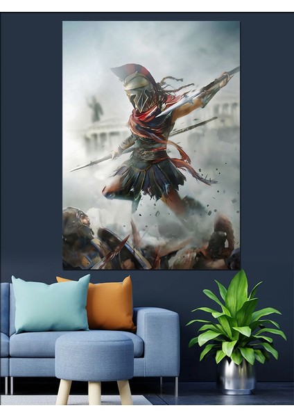 Mızraklı Savaşçı Dekoratif Kanvas - Mdf Ahşap Tablo